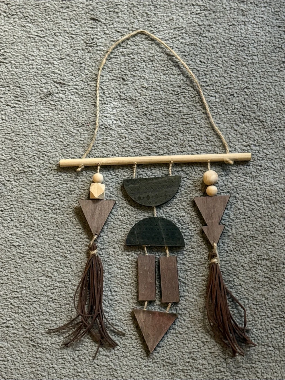 Boho Geometric Wooden Wall Hanging!